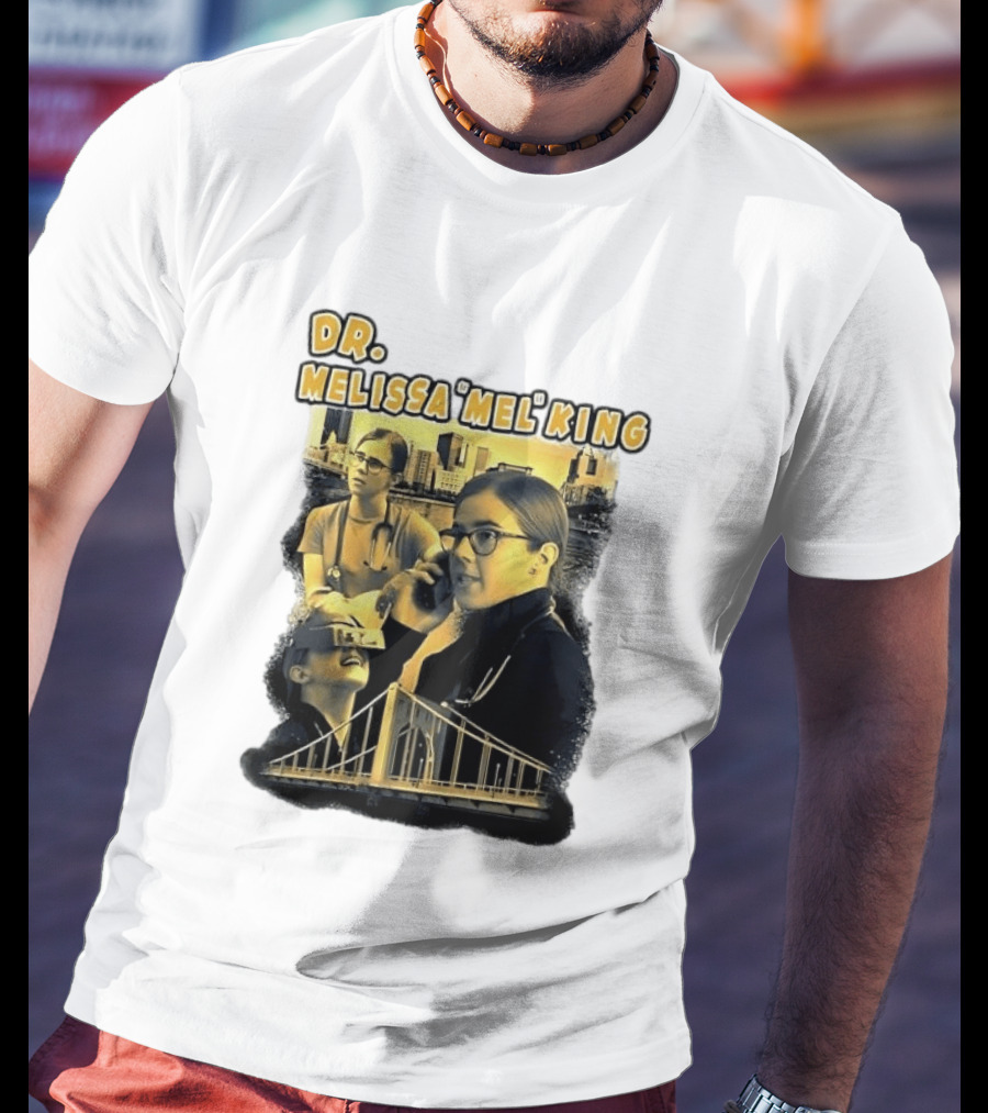 Dr Melissa Mel King Female Doctor Pittsburgh Yellow Bridge Collage T-Shirt