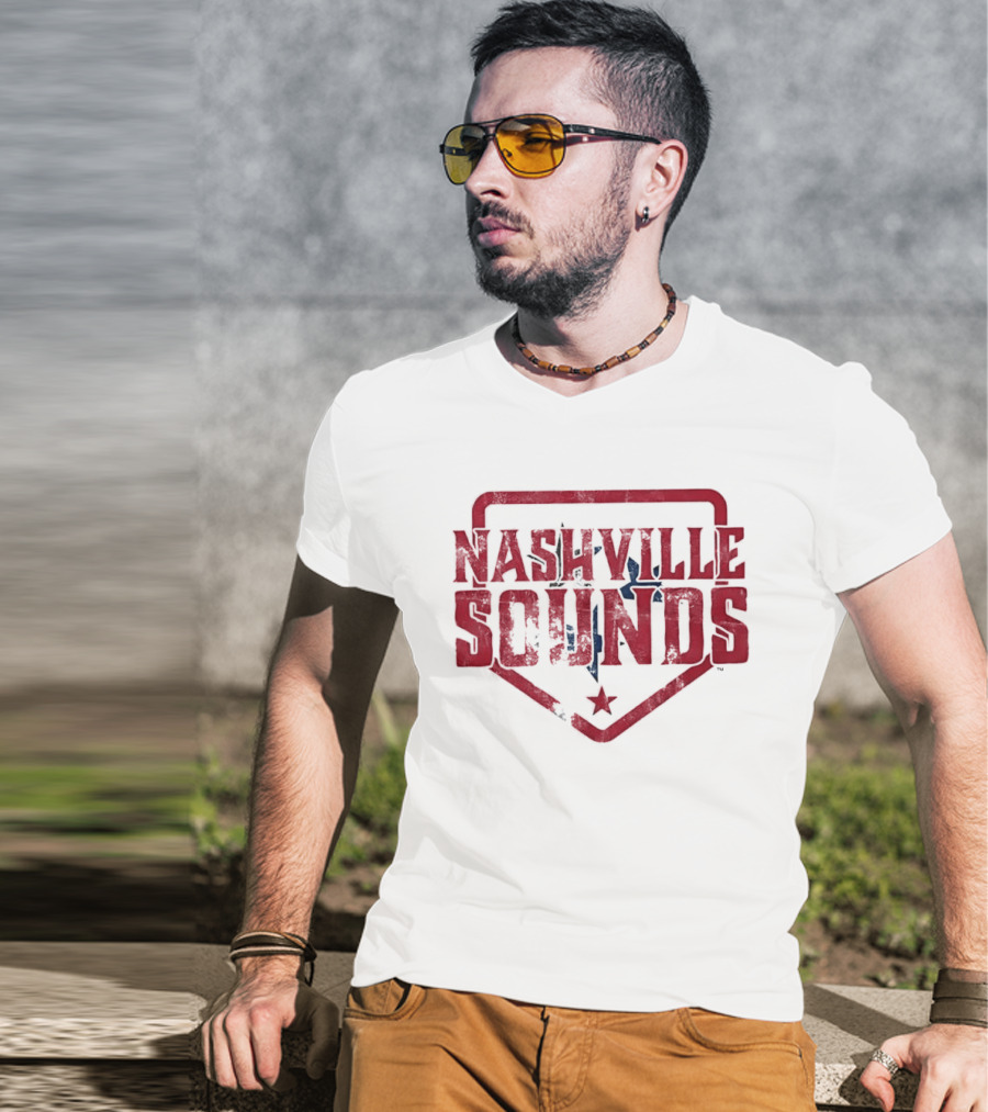 Nashville Sounds Distressed Home Plate Tennessee State Star T-Shirt