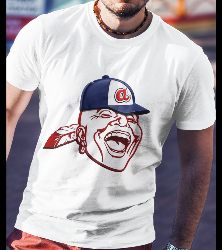 Hank Aaron Era 1970s Atlanta Braves Chief Cap T-Shirt