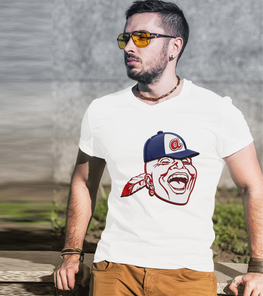Hank Aaron Era 1970s Atlanta Braves Chief Cap T-Shirt