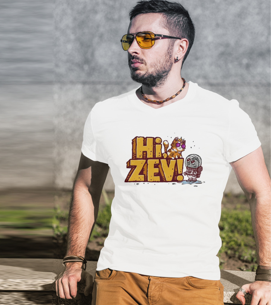 Hi Zev Cartoon Calico Cat Sunglasses Astronaut Creature T-Shirt