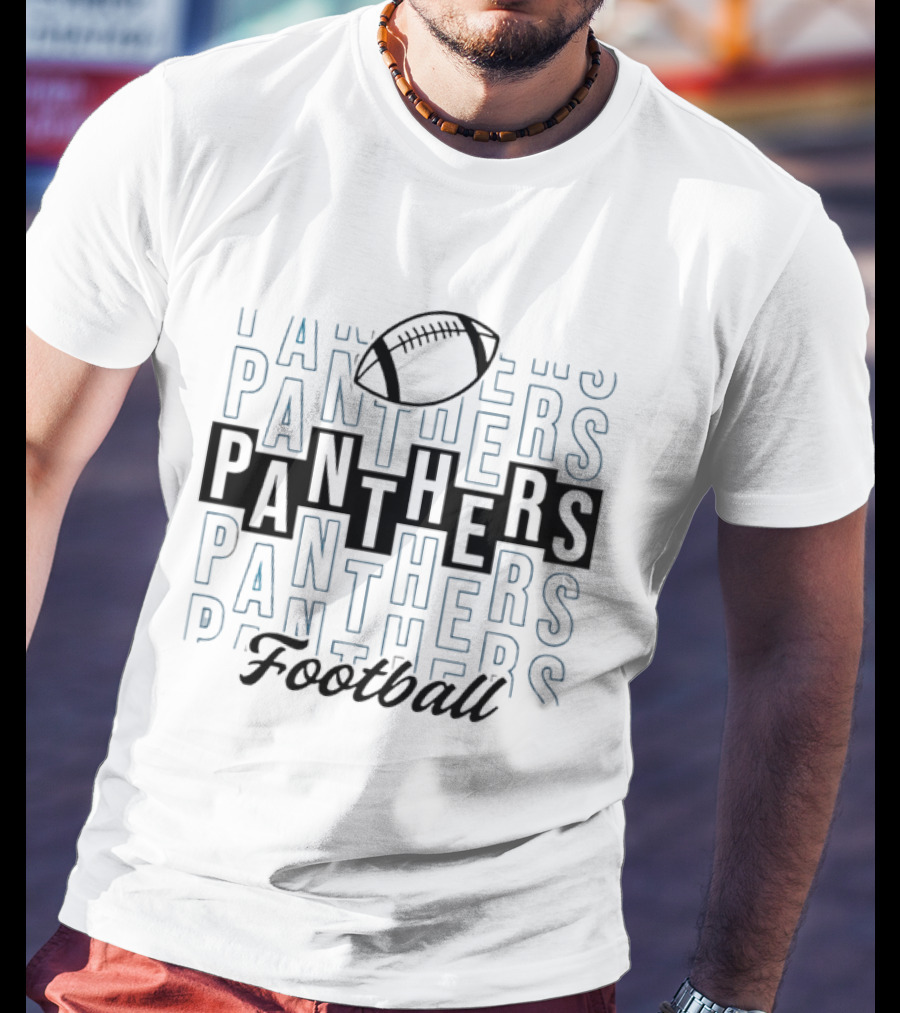 Panthers Football Gridiron Ball Panthers Line Blue T-Shirt