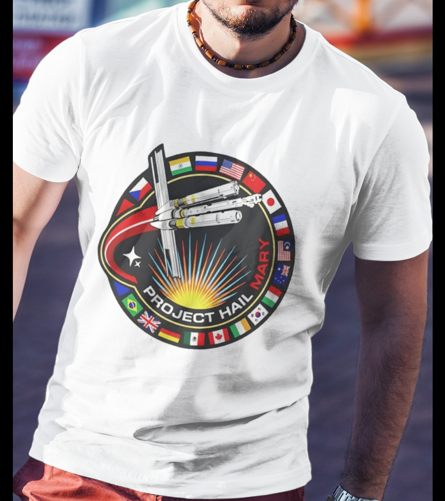 Project Hail Mary Ryland Grace Sci Fi Spacecraft Mission Flags T-Shirt