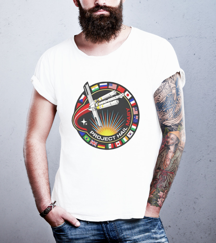 Project Hail Mary Ryland Grace Sci Fi Spacecraft Mission Flags T-Shirt