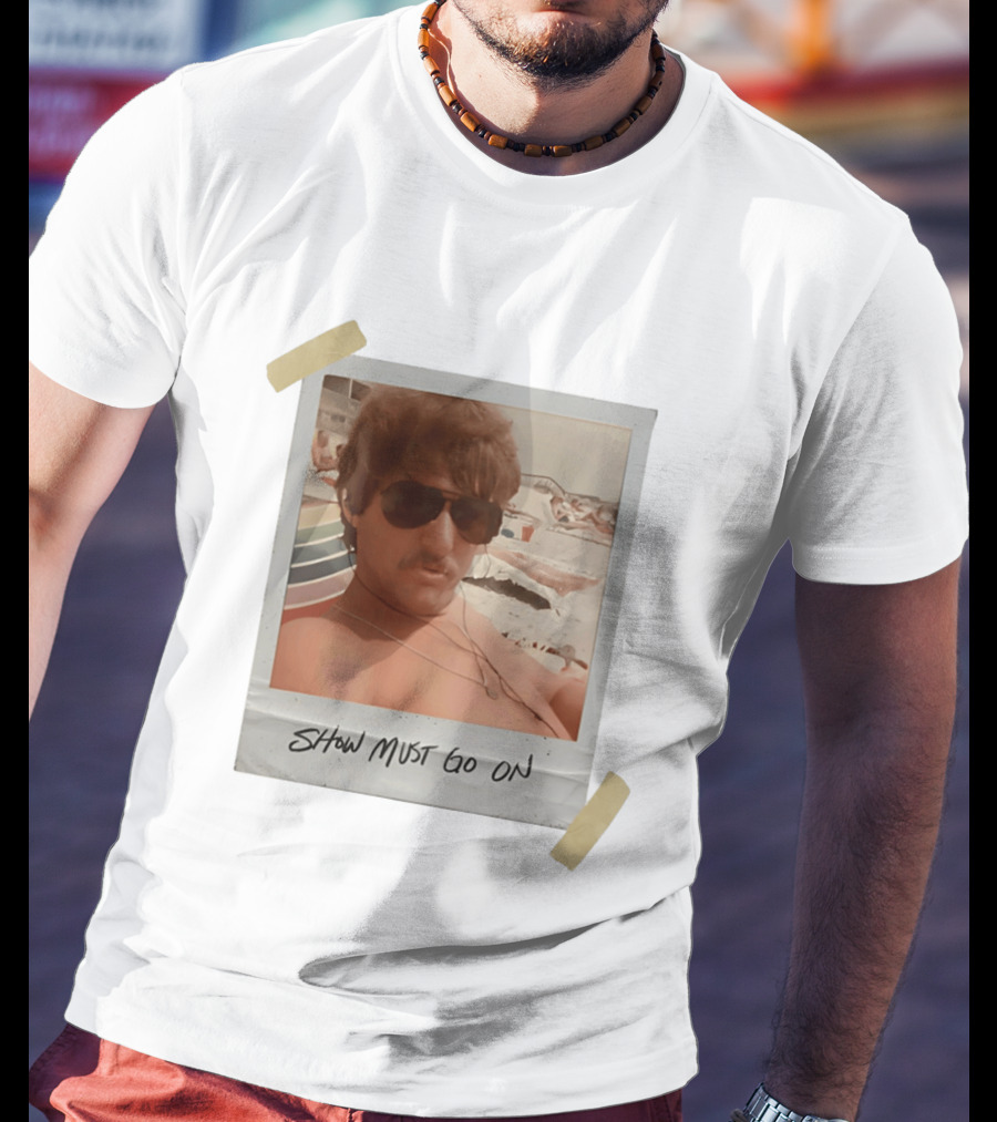 Show Must Go On Man At Beach Retro Style Polaroid T-Shirt