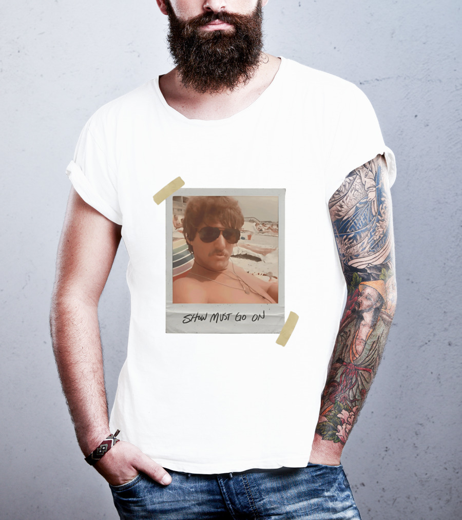Show Must Go On Man At Beach Retro Style Polaroid T-Shirt