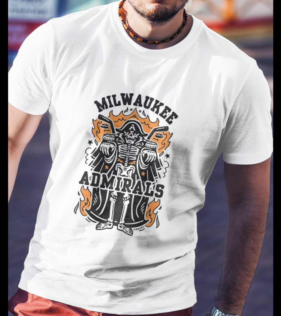 Milwaukee Admirals Skeleton Emblem Halloween T-Shirt