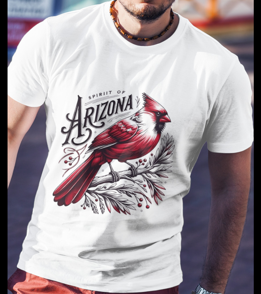 Arizona Red Cardinal Spirit Perched On Branch Berries T-Shirt