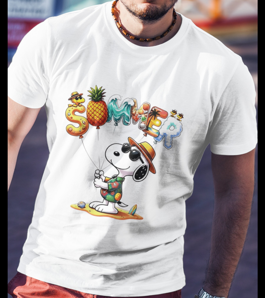 Snoopy Summer Sunglasses Pineapple Beach Balloons Fun T-Shirt