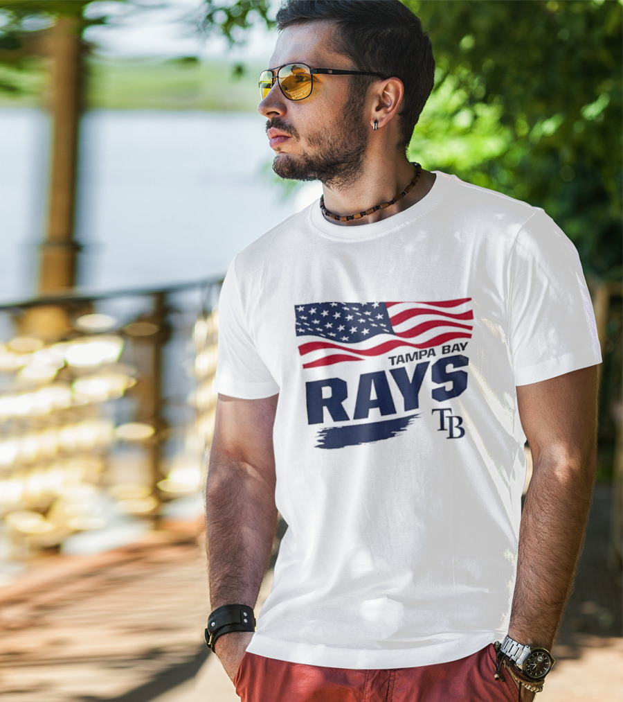 Tampa Bay Rays MLB American Flag Brush Stroke TB T-Shirt