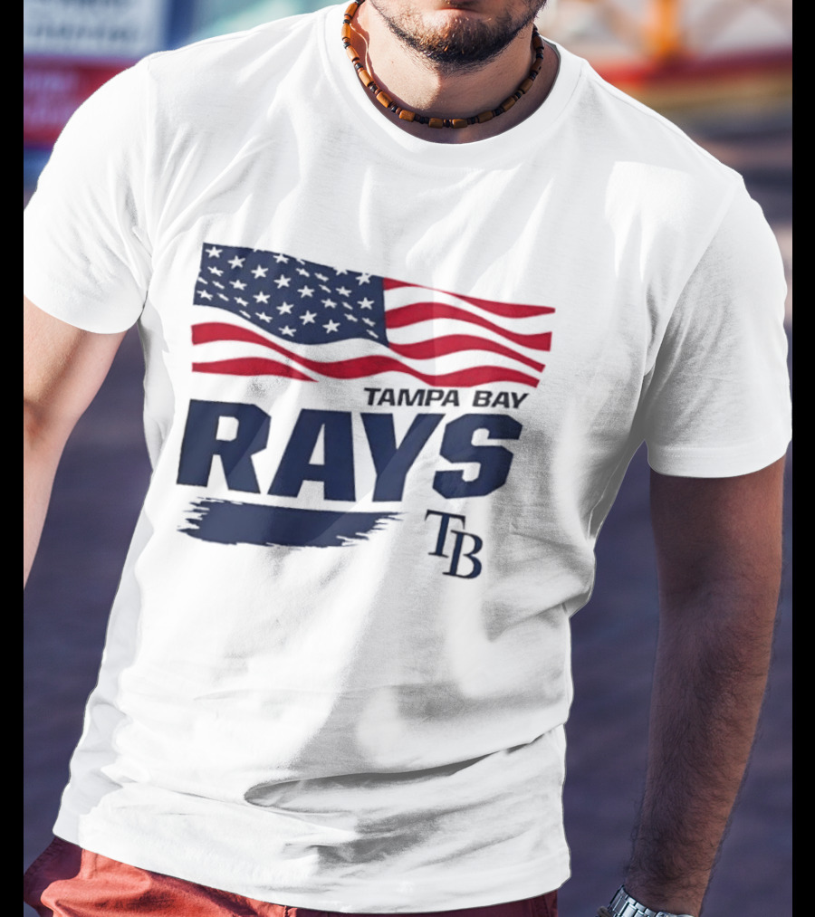 Tampa Bay Rays MLB American Flag Brush Stroke TB T-Shirt