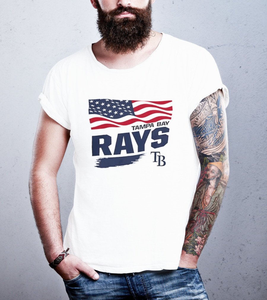 Tampa Bay Rays MLB American Flag Brush Stroke TB T-Shirt