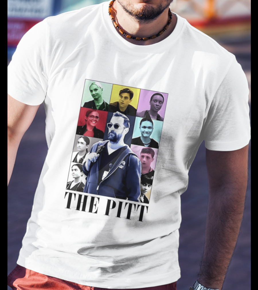 The Pitt Colorful Pop Grid Doctor Portraits Bearded Man In Sunglasses T-Shirt