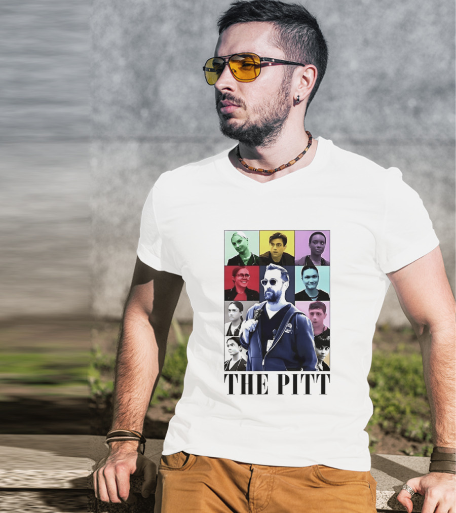 The Pitt Colorful Pop Grid Doctor Portraits Bearded Man In Sunglasses T-Shirt