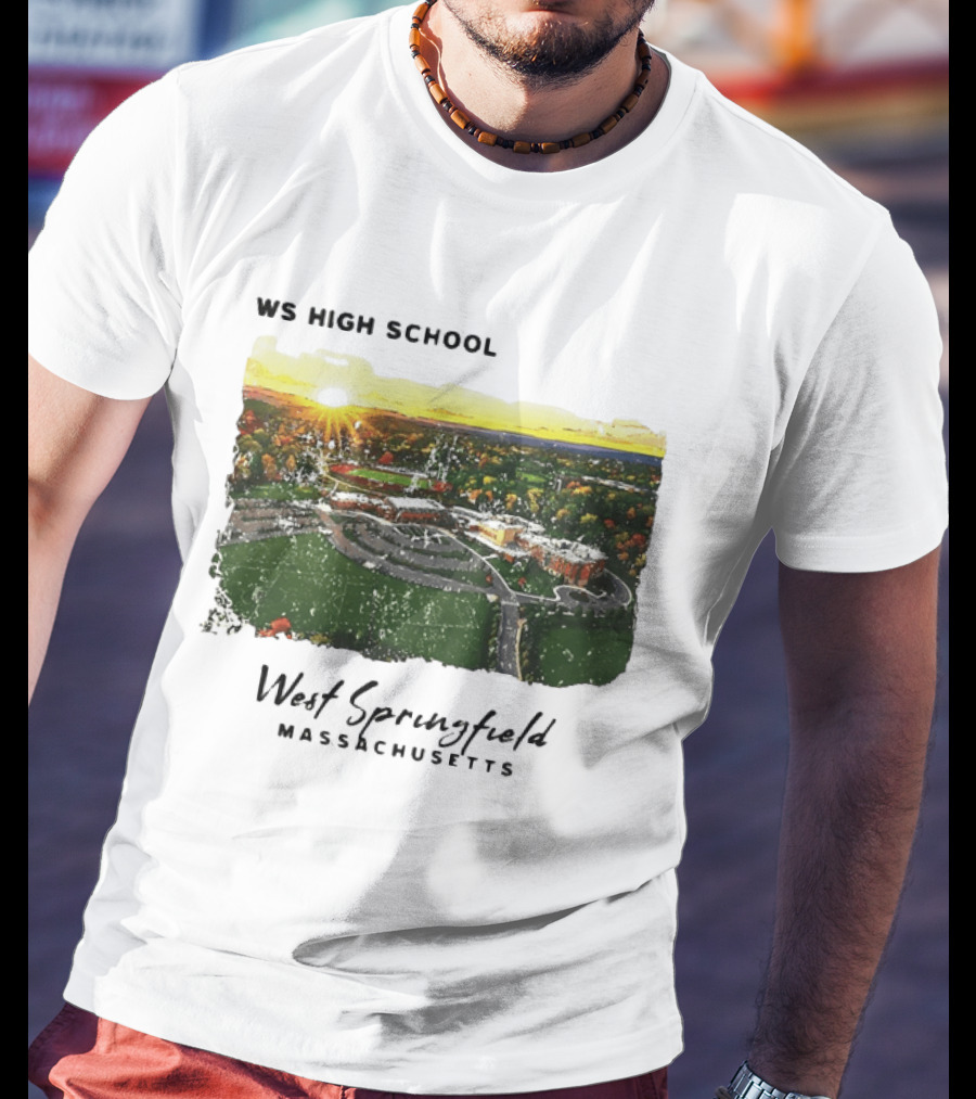 WS High School West Springfield Massachusetts Aerial Sunset Campus Landscape T-Shirt