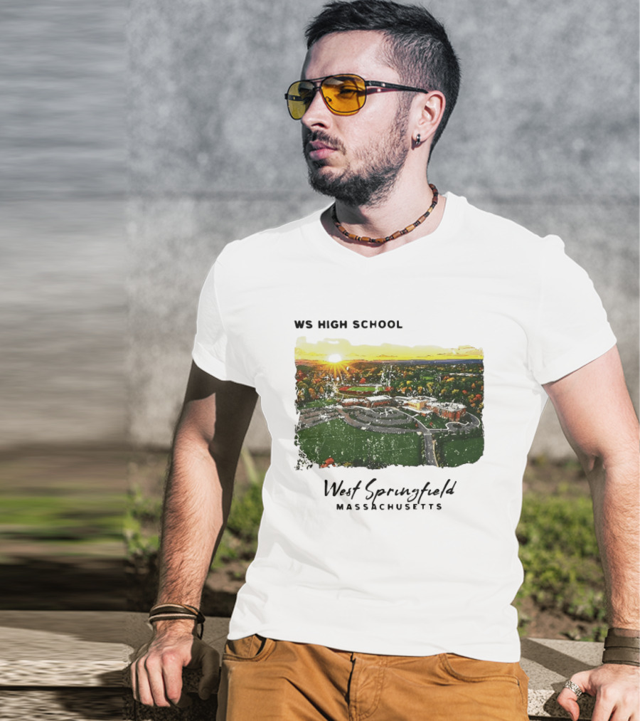 WS High School West Springfield Massachusetts Aerial Sunset Campus Landscape T-Shirt