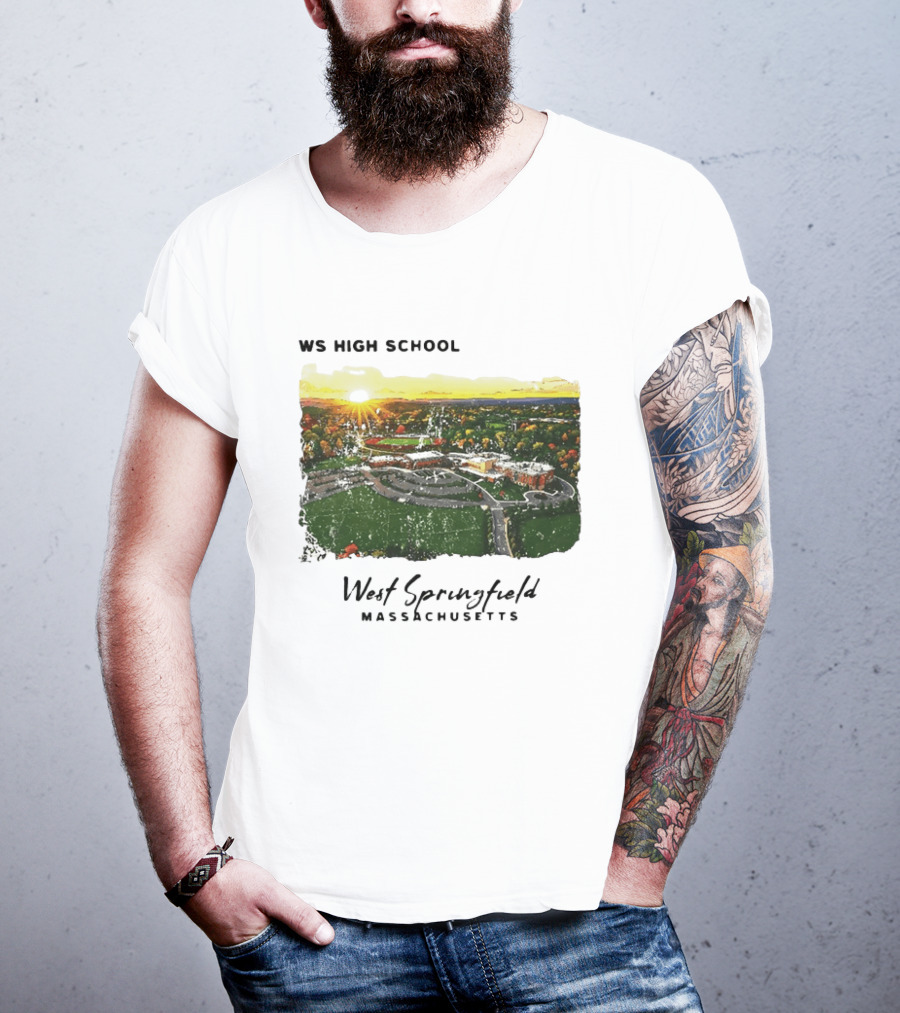 WS High School West Springfield Massachusetts Aerial Sunset Campus Landscape T-Shirt