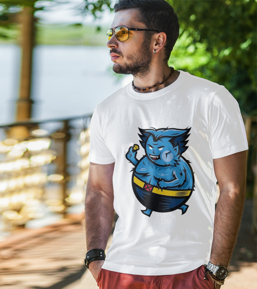 X Men Beast Caricature Cartoon Blue Character Cupcake T-Shirt