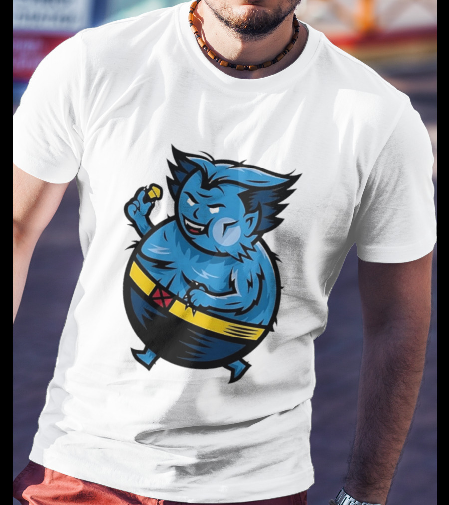 X Men Beast Caricature Cartoon Blue Character Cupcake T-Shirt