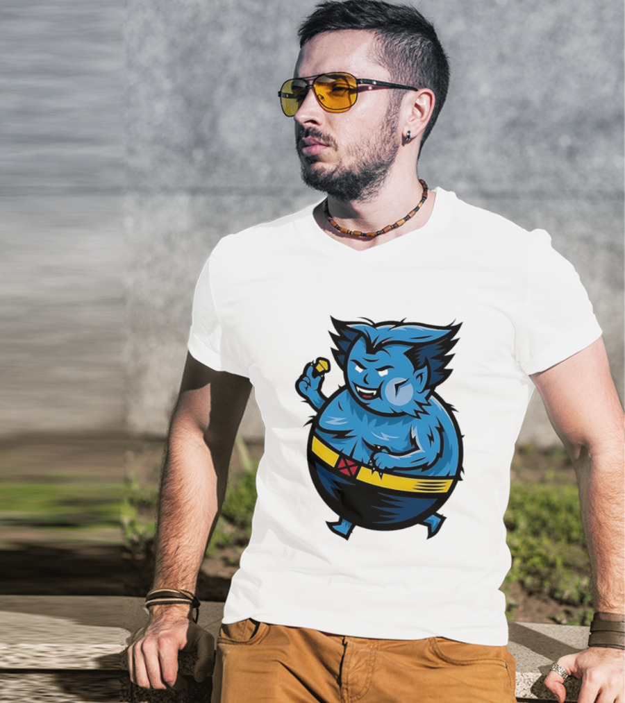 X Men Beast Caricature Cartoon Blue Character Cupcake T-Shirt