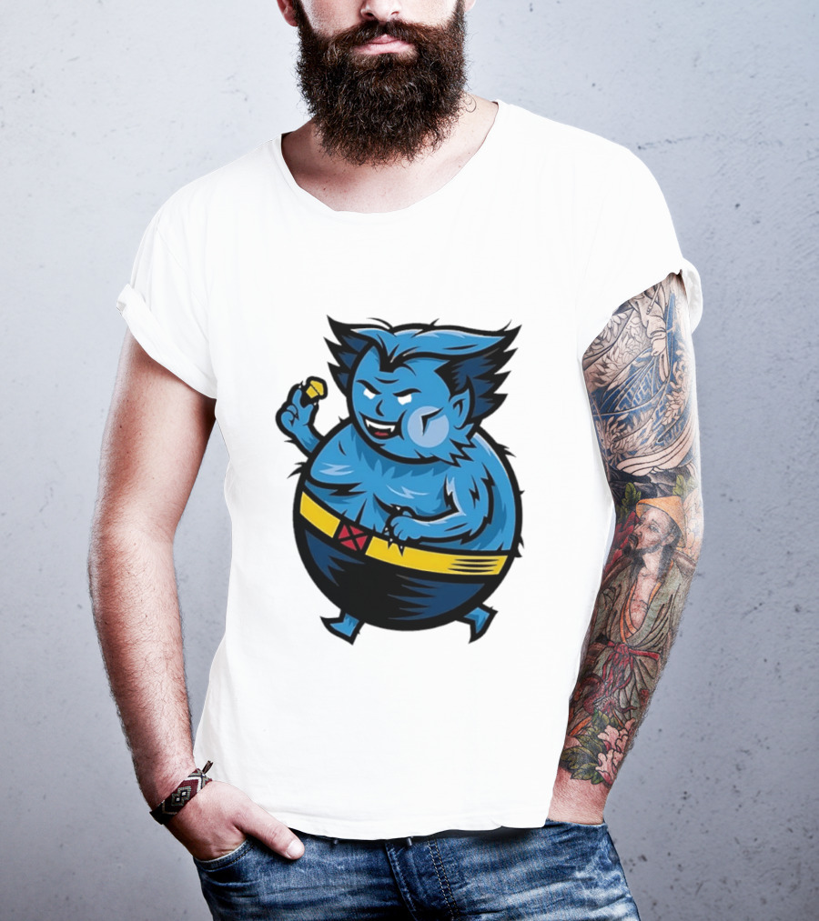 X Men Beast Caricature Cartoon Blue Character Cupcake T-Shirt