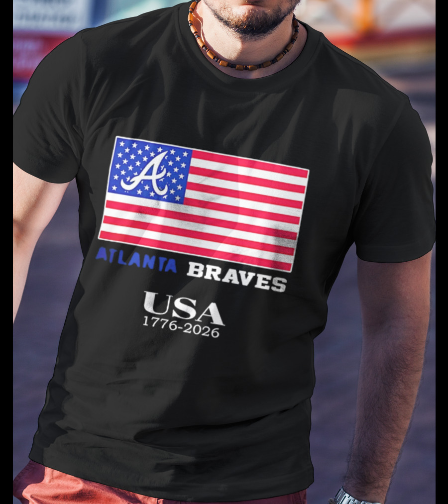 Atlanta Braves USA 1776 2026 American Flag Script A T-Shirt