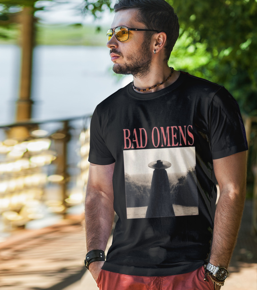 Bad Omens Specter Tour Dark Figure In Shadowy Landscape T-Shirt