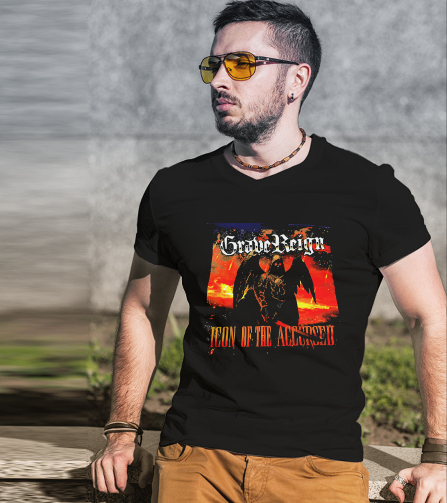 Grave Reign Icon Of The Accursed Winged Figure Sword T-Shirt