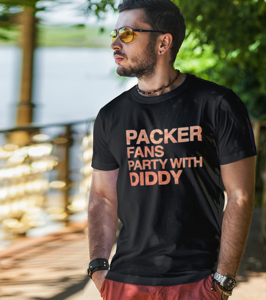 Packer Fans Party With Diddy Orange Clay Lettering T-Shirt