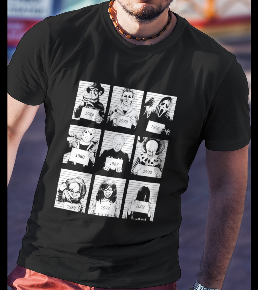 Horror Movie Villain Shot Infamous Characters Collage T-Shirt