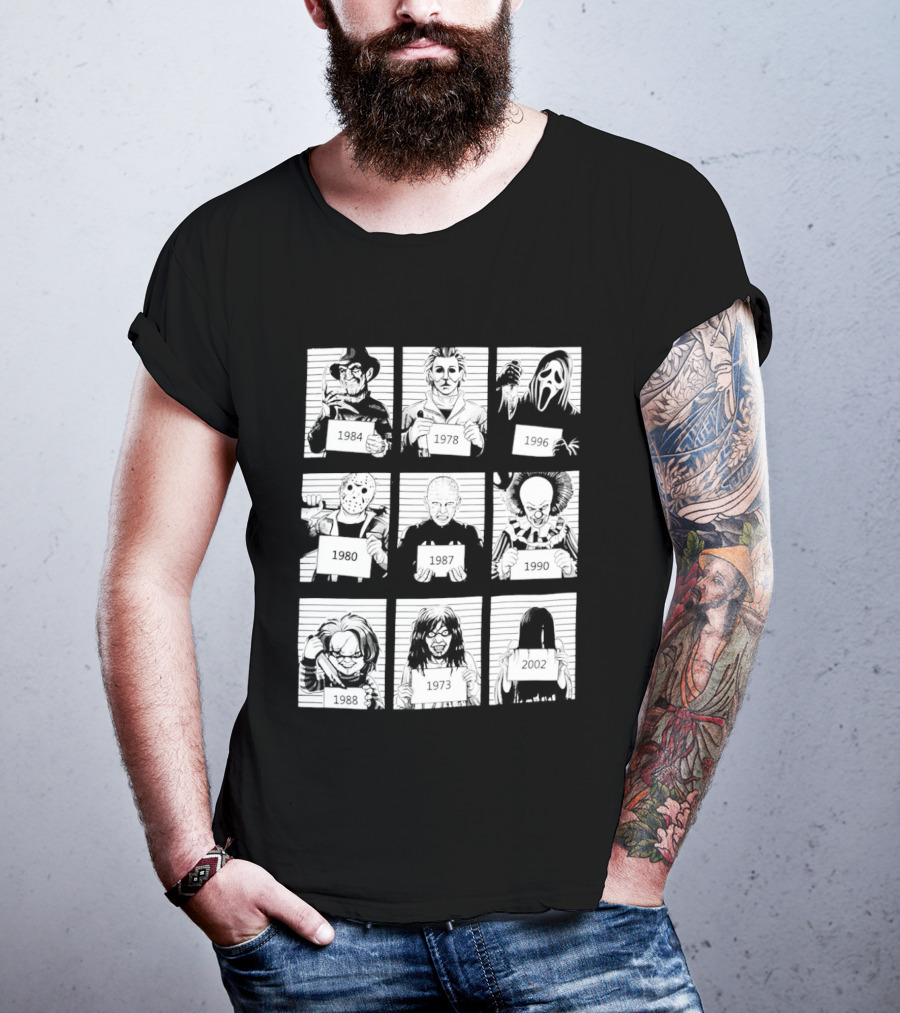 Horror Movie Villain Shot Infamous Characters Collage T-Shirt