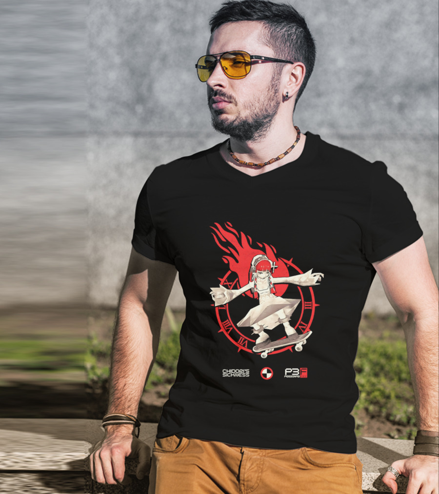 Chidoris Sickness Persona3 Fes P3F Flame Skater T-Shirt