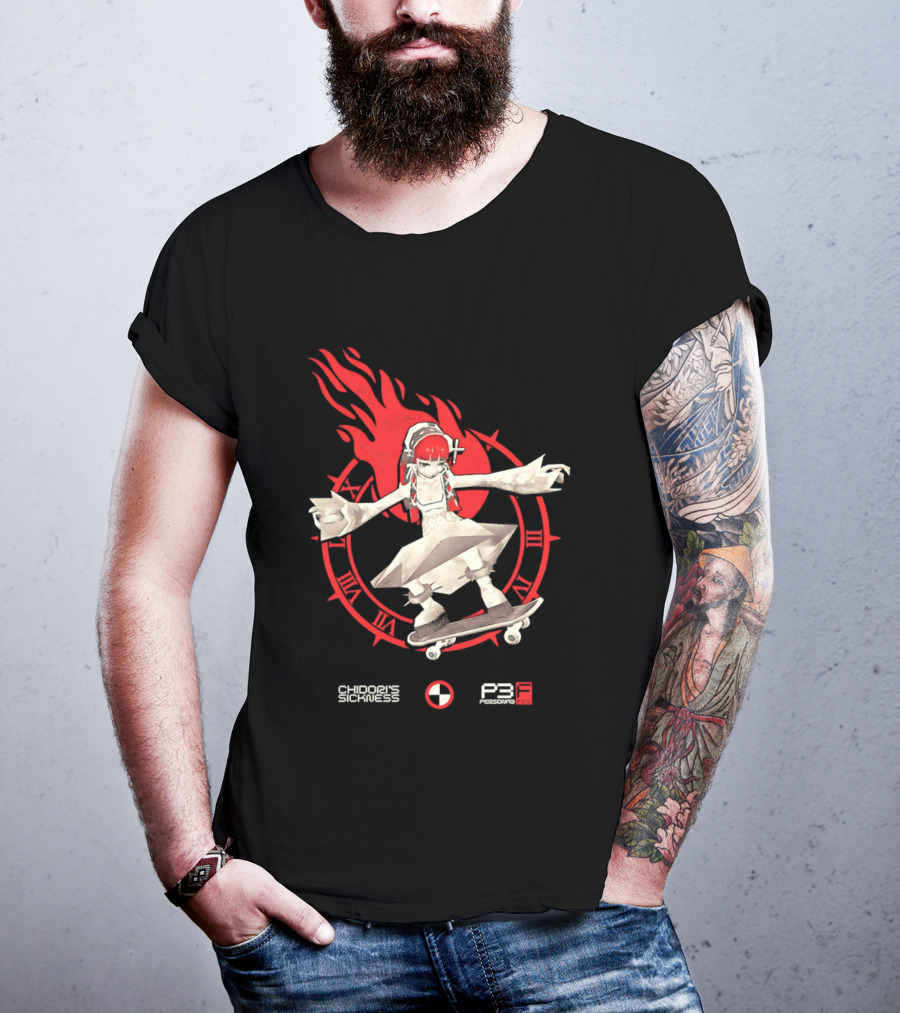 Chidoris Sickness Persona3 Fes P3F Flame Skater T-Shirt