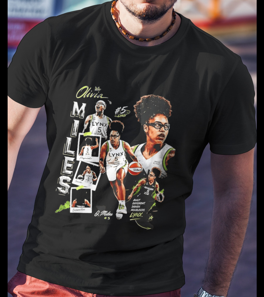 Olivia Miles No 5 Minnesota Lynx Fearless Driven Determined T-Shirt