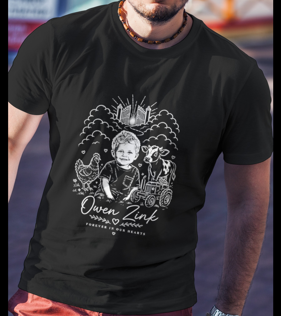 Owen Zink Forever In Our Hearts Tractor Boy With Cow And Chicken T-Shirt