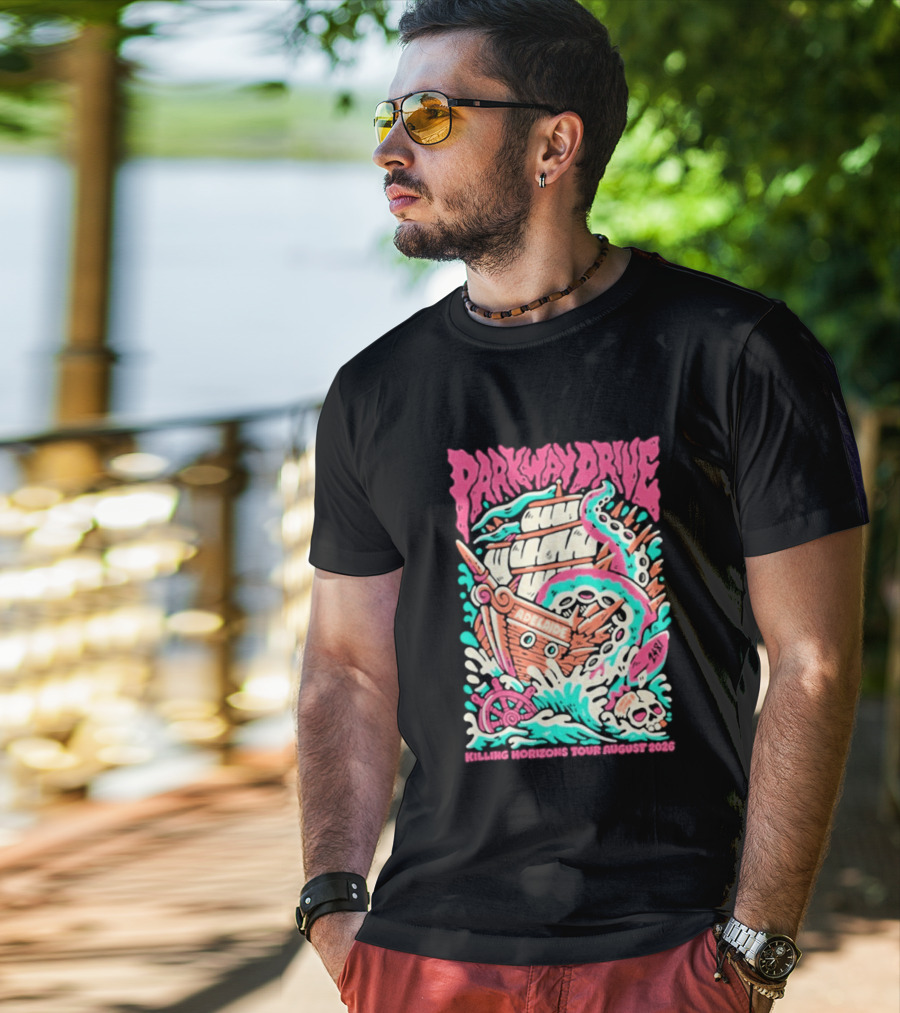 Parkway Drive Killing Horizons Tour Adelaide August 2026 Ship And Tentacle T-Shirt