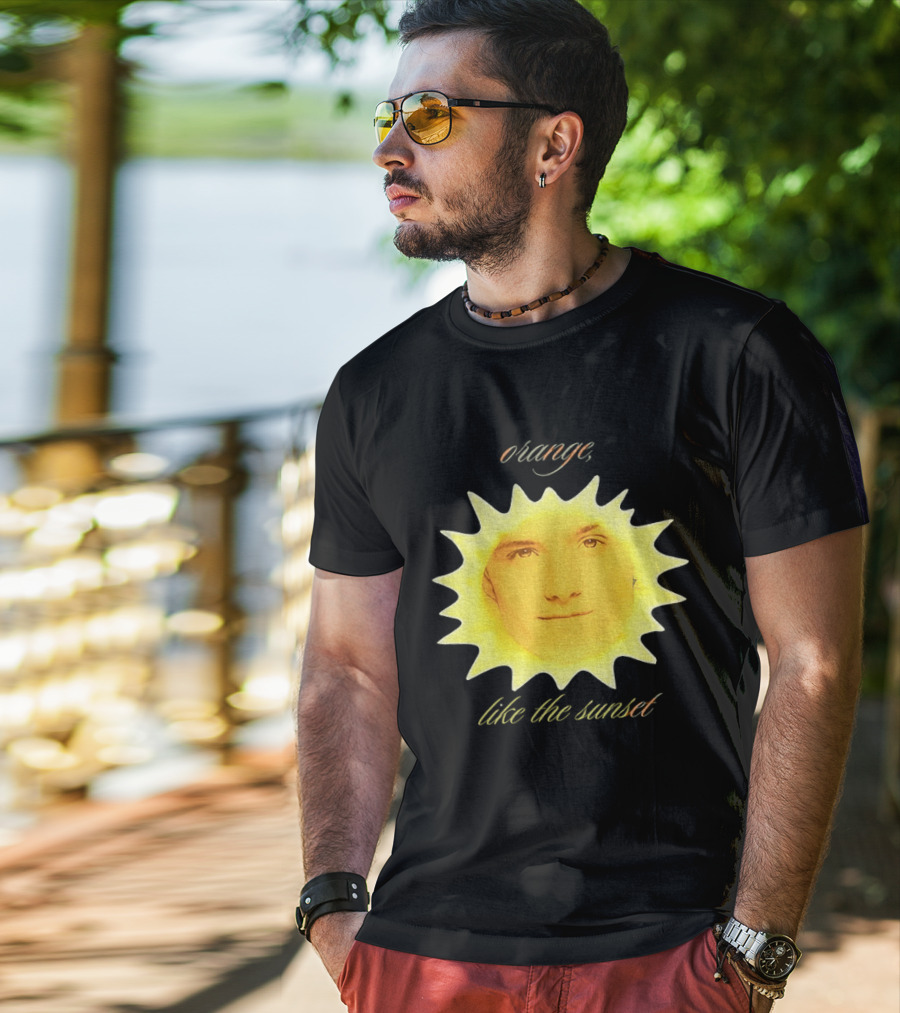 Orange Like The Sunset Face In Sun Design Peeta T-Shirt