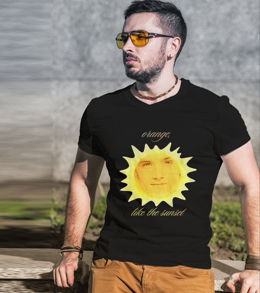 Orange Like The Sunset Face In Sun Design Peeta T-Shirt