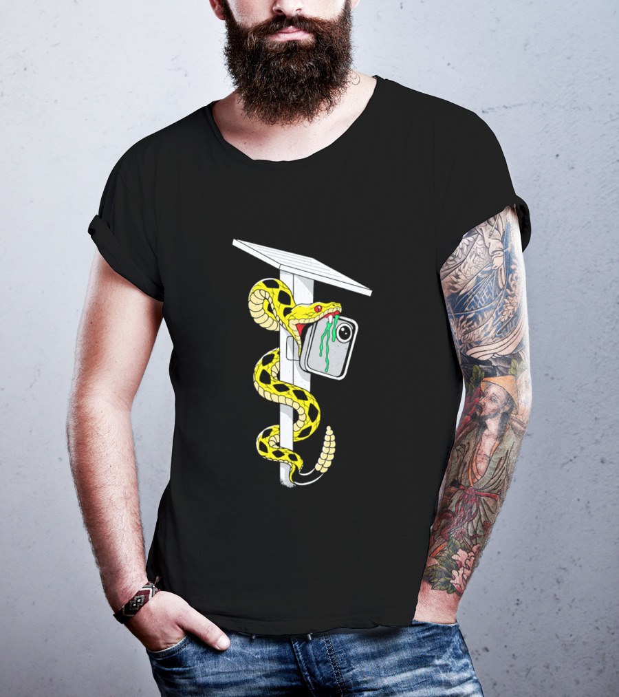 Don't Tread Flock Yellow Snake Wrapped Around Graduation Cap With ID T-Shirt