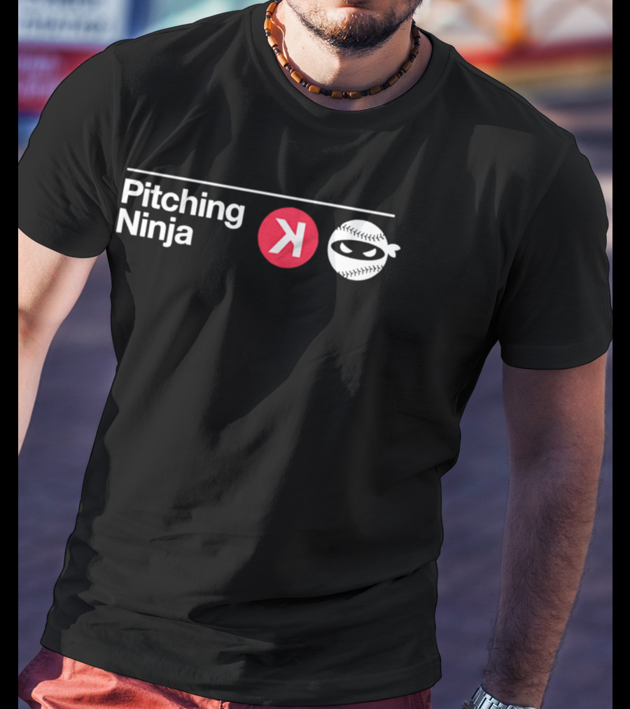Pitching Ninja Backward K Baseball Mask White Red T-Shirt