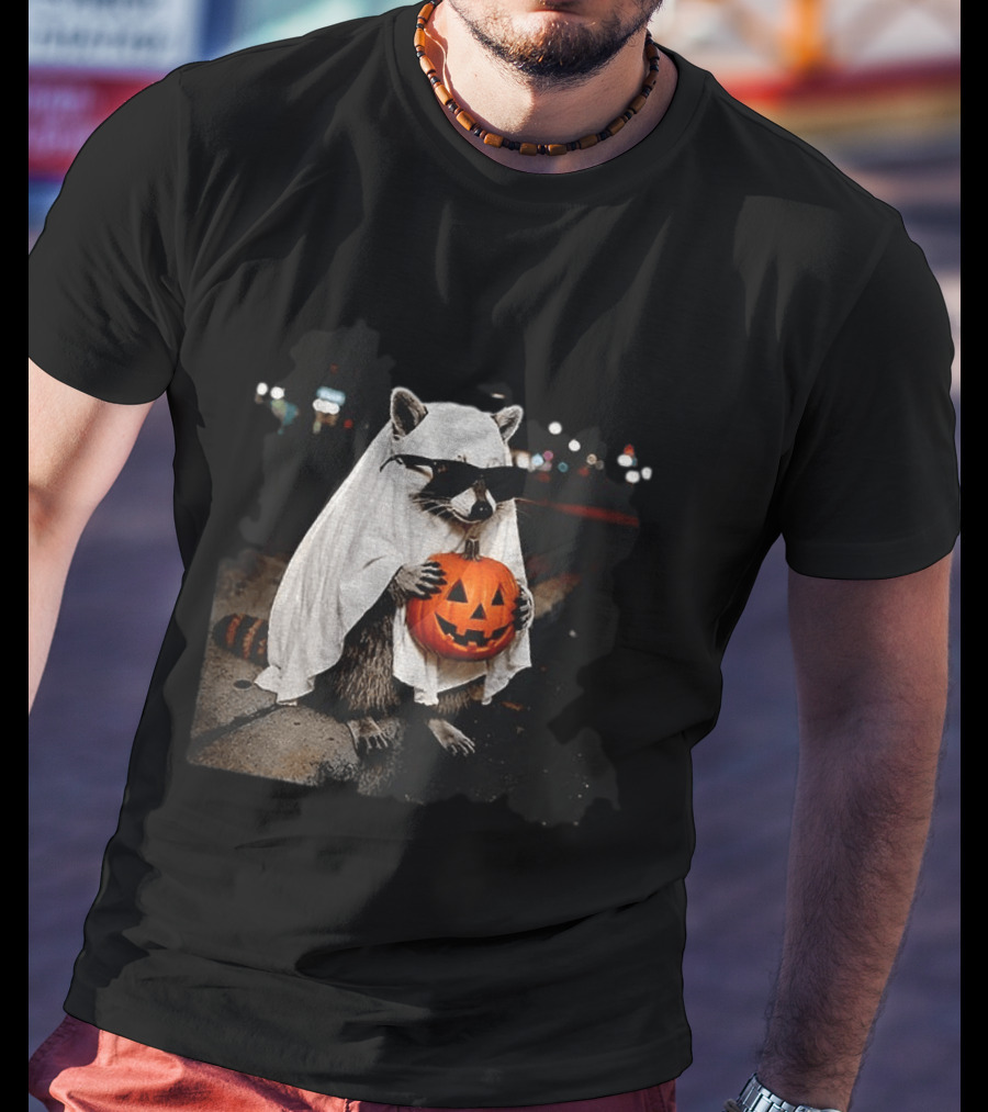 Raccoon Ghost Trick Or Treat Spooky Season Halloween T-Shirt