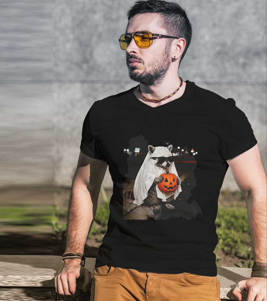 Raccoon Ghost Trick Or Treat Spooky Season Halloween T-Shirt
