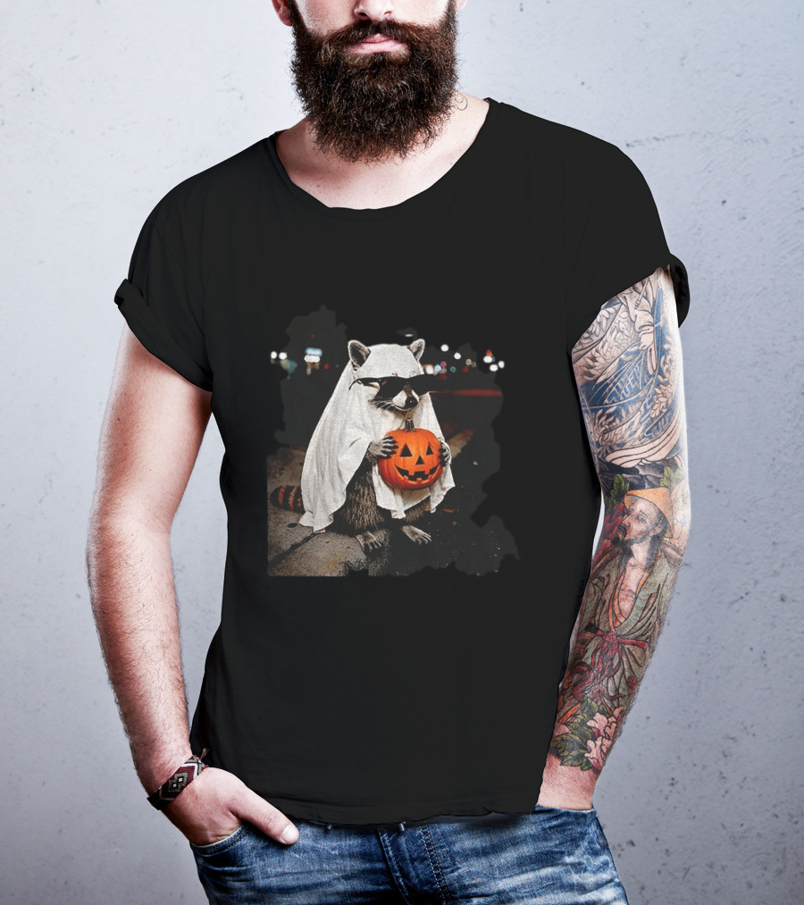 Raccoon Ghost Trick Or Treat Spooky Season Halloween T-Shirt