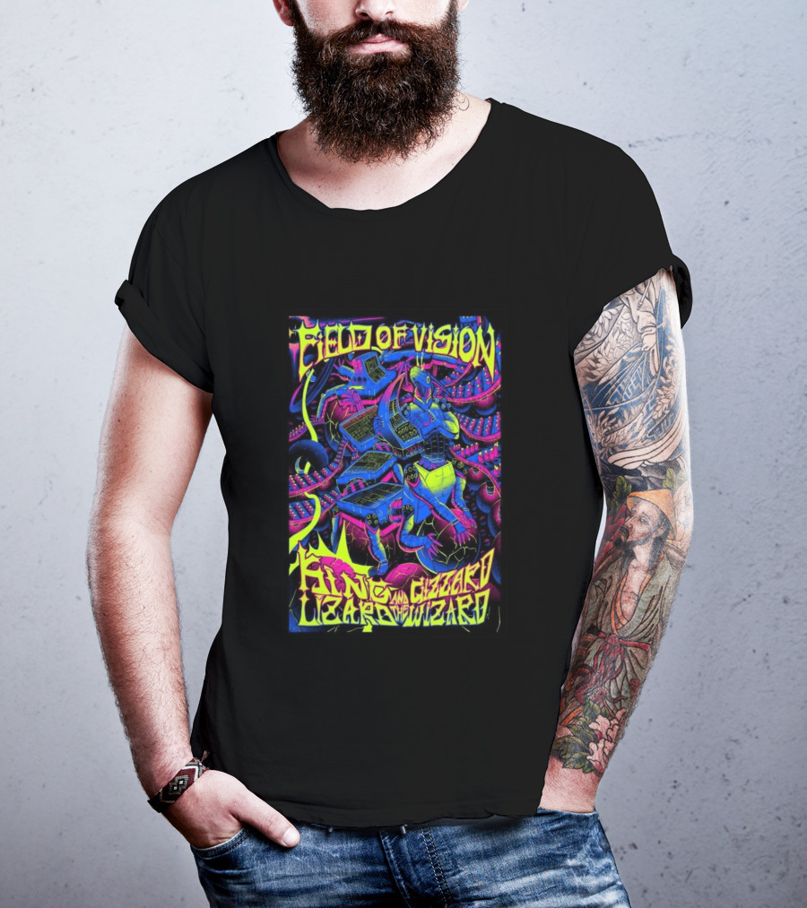 King Gizzard And The Lizard Wizard 2026 Field Of Vision Neon Psychedelic Robot T-Shirt