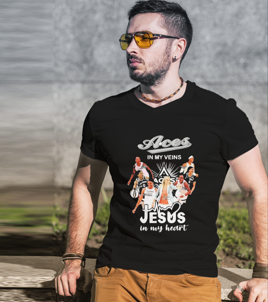 Las Vegas Aces In My Veins Jesus In My Heart WNBA 2026 T-Shirt
