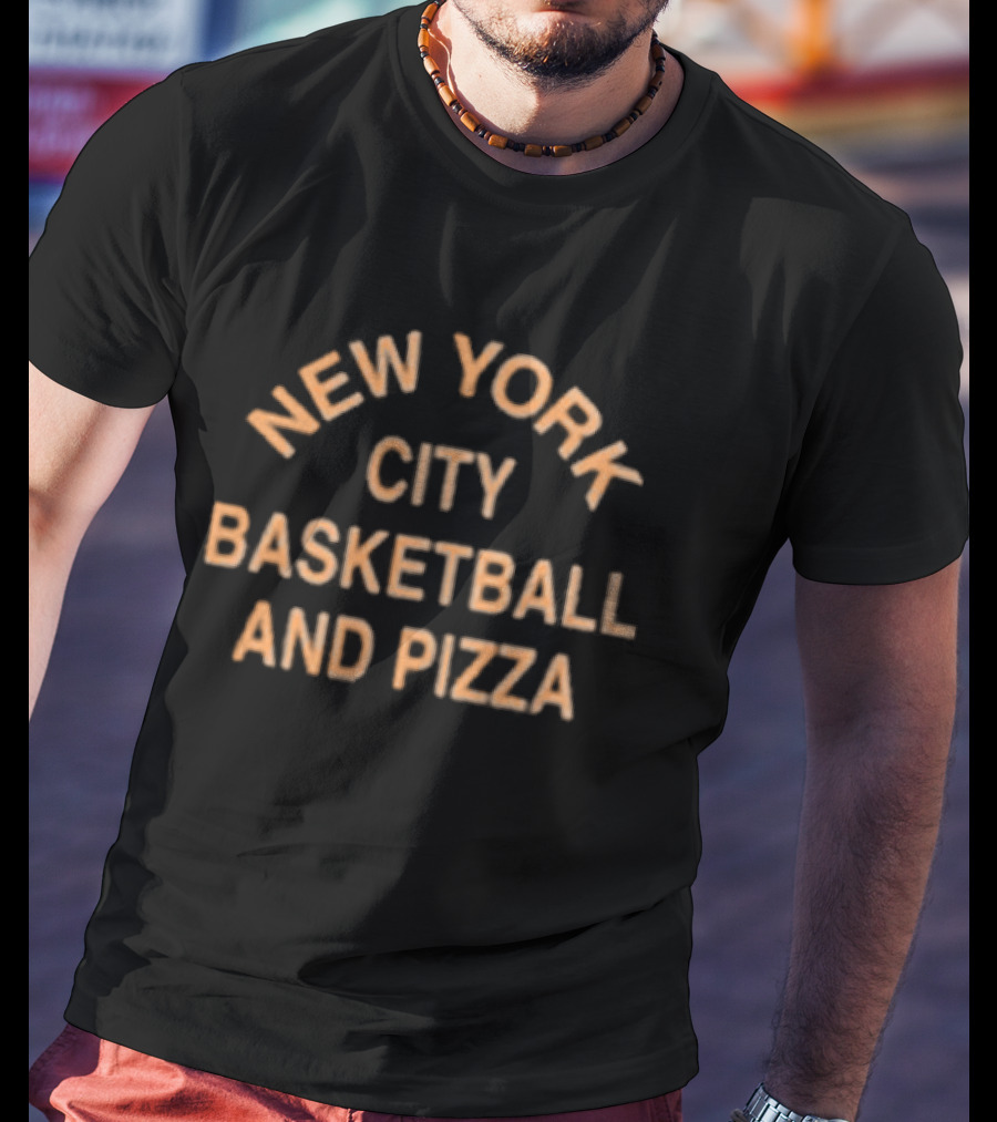 Local Hoops Heavy Indigo New York City Basketball And Pizza T-Shirt