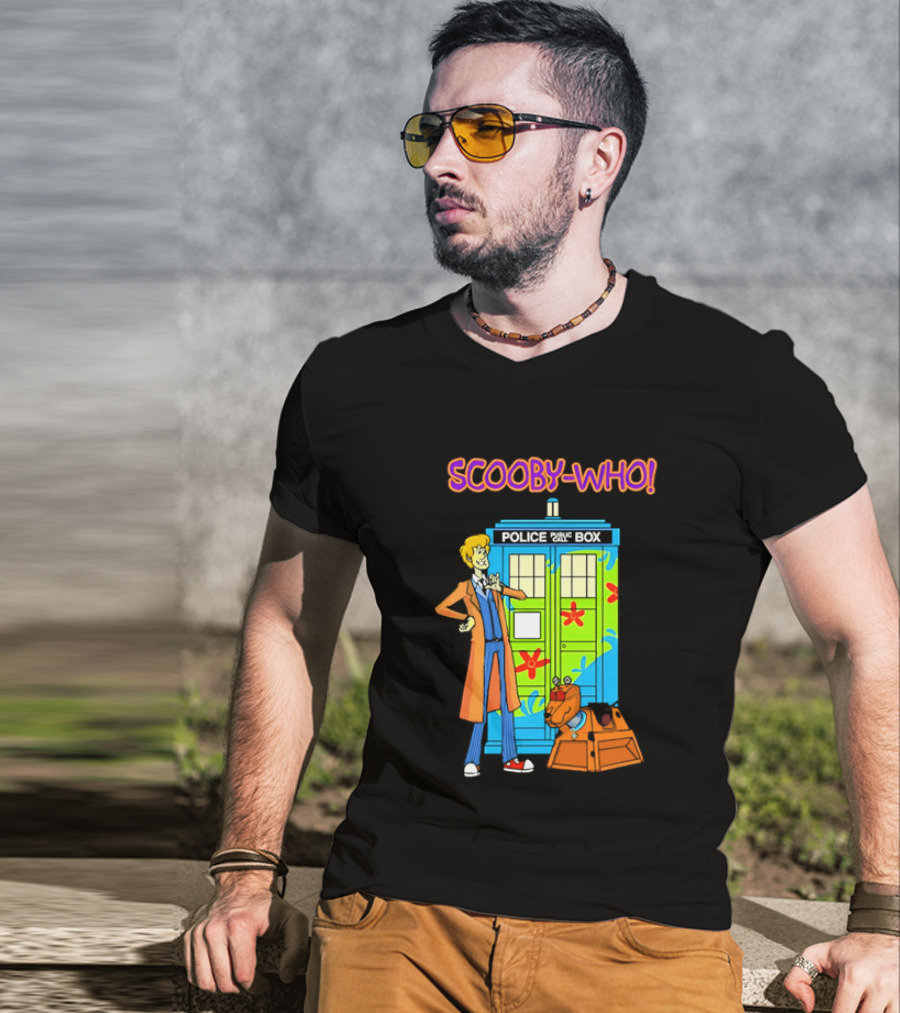 Scooby Who Shaggy Tenth Doctor Mystery Machine Painted Tardis K9 Robot T-Shirt