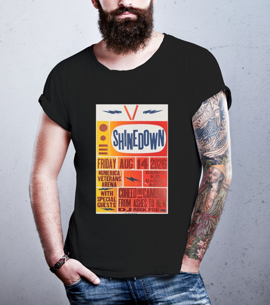 Shinedown Aug 14 2026 Numerica Veterans Arena With Coheed And Cambria And From Ashes To New T-Shirt