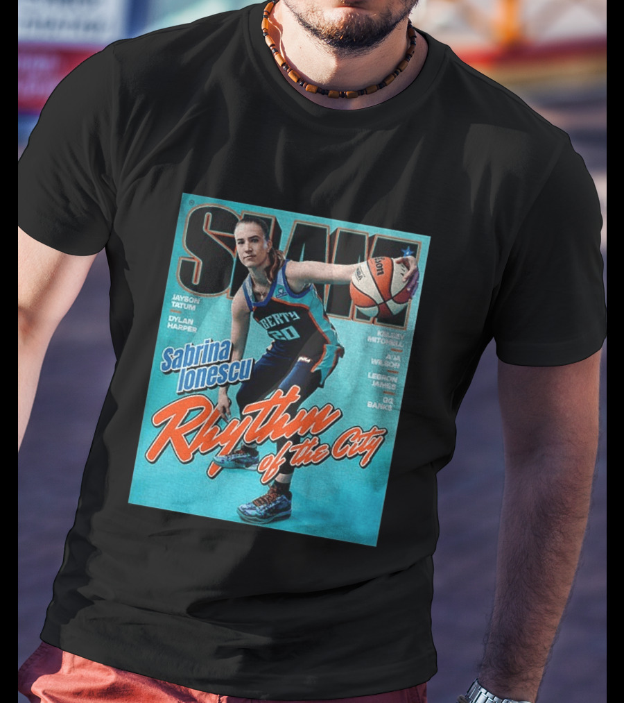 Slam Cover 264 Sabrina Ionescu Rhythm Of The City Liberty Basketball T-Shirt