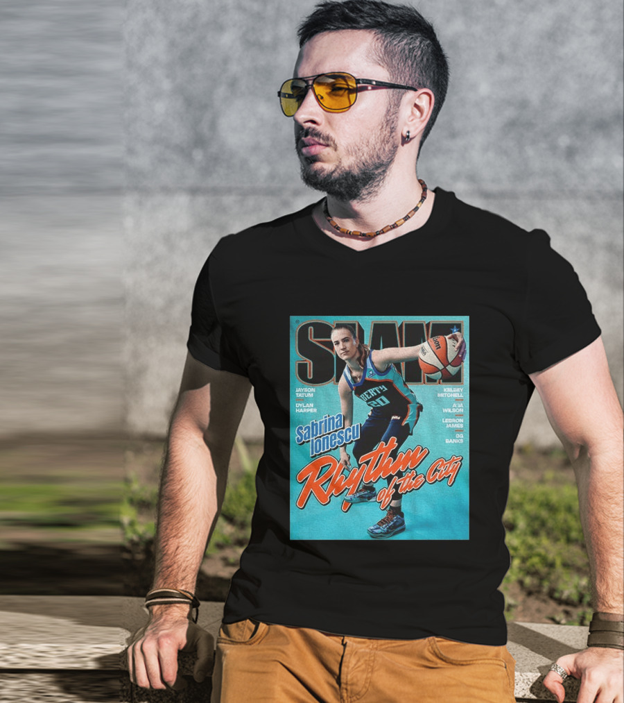 Slam Cover 264 Sabrina Ionescu Rhythm Of The City Liberty Basketball T-Shirt